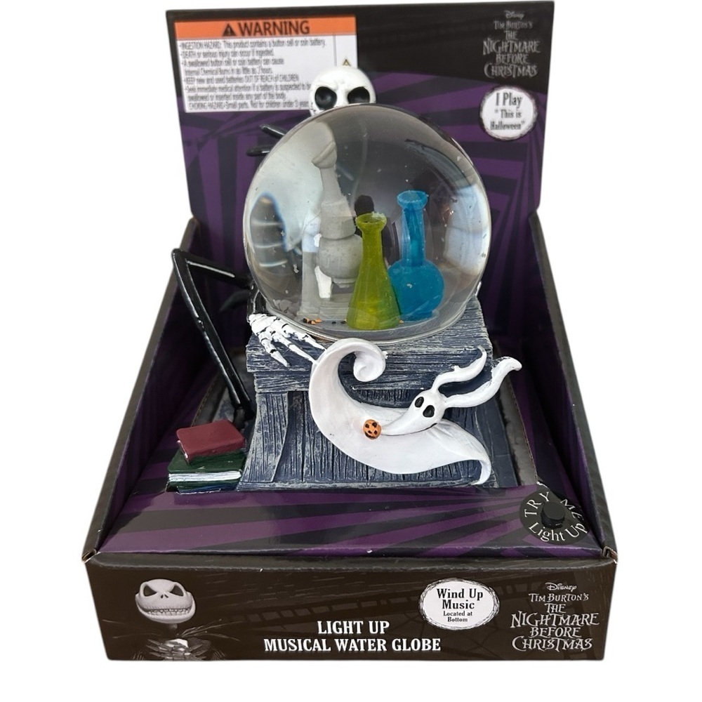 Disney Nightmare Before Christmas Light Up Musical Water Globe Jack Zero NEW